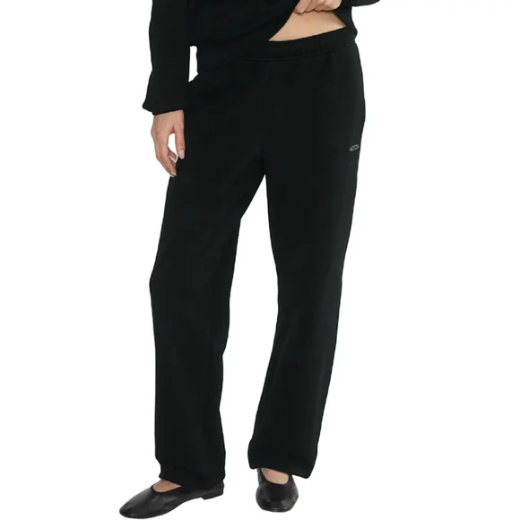 Aritzia Sweatfleece Cozy Fleece Sweatpants Boyfriend Fit Straight Leg Black XS - Picture 1 of 17
